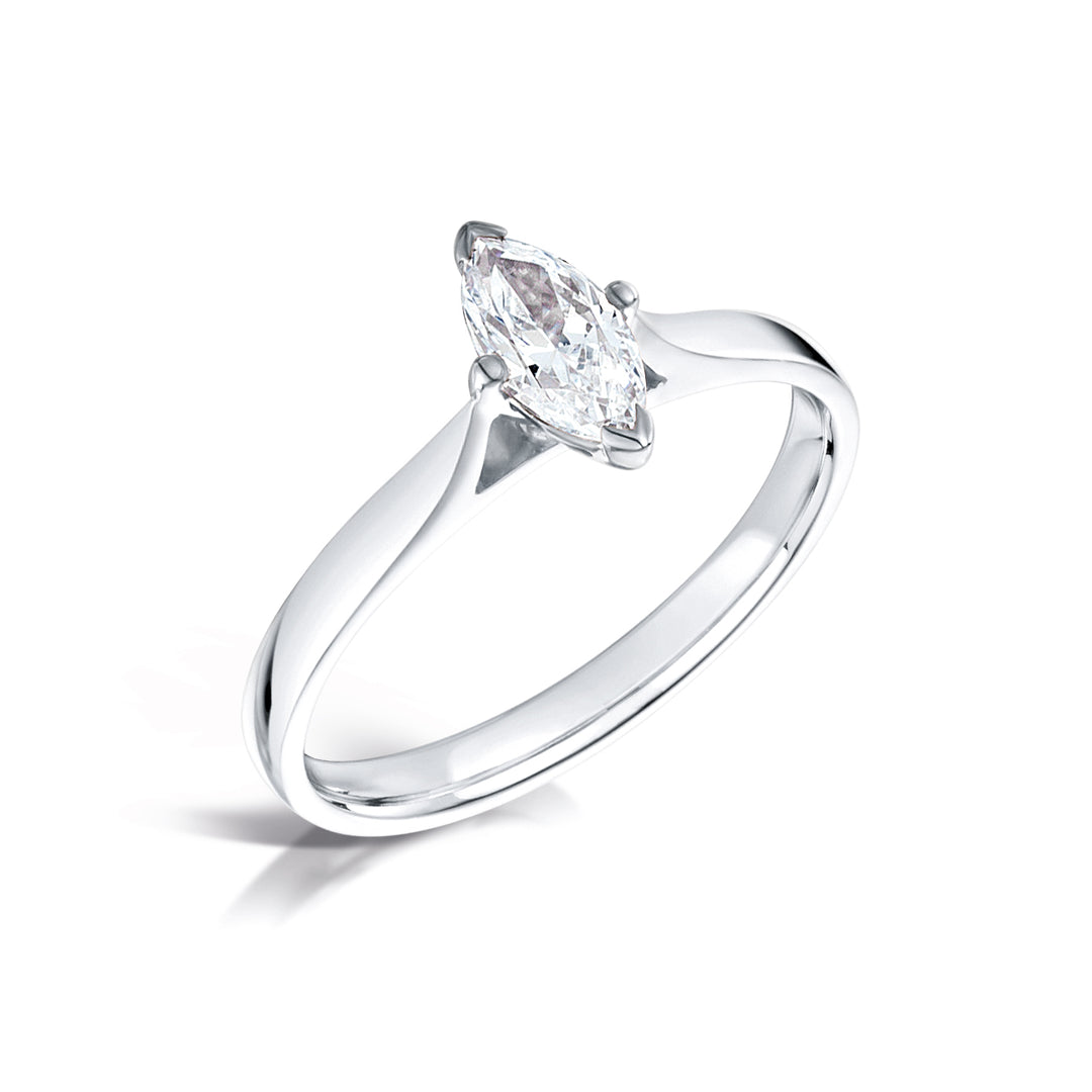 Marquise Cut 4 Claw Solitaire Diamond Ring